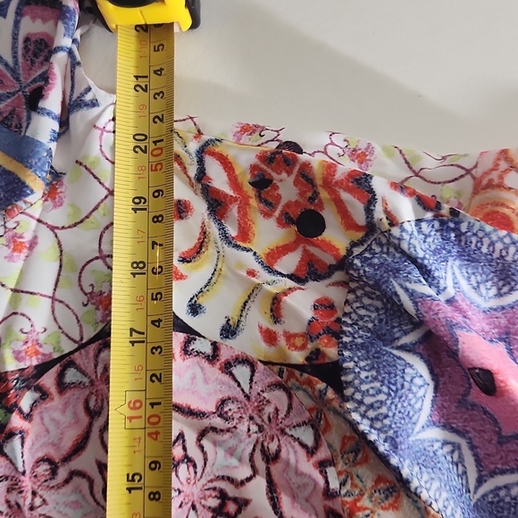 Graphic Shape Floral Frenzy Long Sleeve Button Down Shirt y2k vibe size XL Boho - Picture 9 of 10